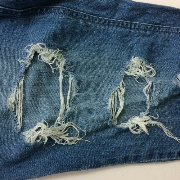 Forever 21 Womens Jeans Size L 30x26 High Rise Distressed Straight Leg Med. Wash - Picture 3 of 6